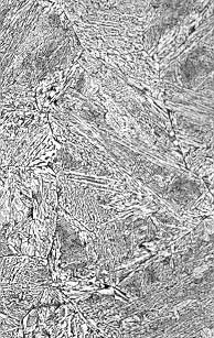 Fig. 2. Bainite with coarse prior austenite grain size. Material is strong but brittle - an unacceptable microstructure which could result from incorrect heat treatment