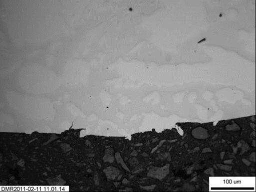 Figure 6 Fracture face profile in forging specimen B-01, [H]=7ppm, tested with CP at 0.006mm/hr