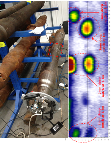 Figure 4 Phased array data acquired by the developed inspection system during lab trials