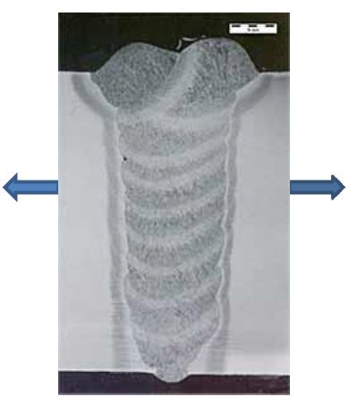 Figure 2 Example of girth weld subjected to a transverse stress, ie along the pipe