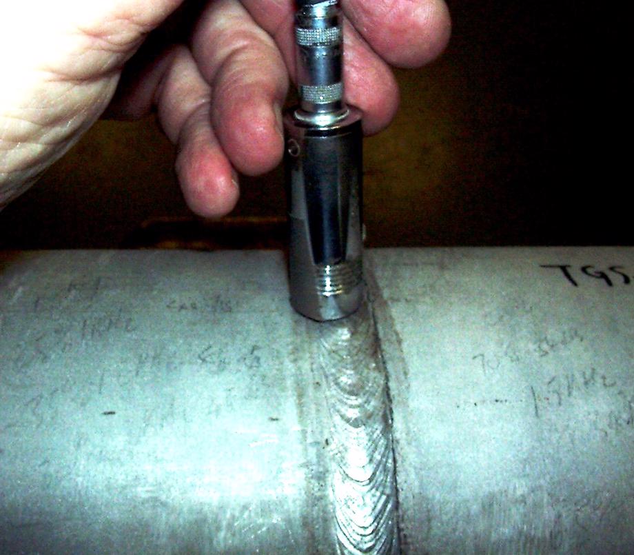 Example of contaminated weld inspection using the Eddy current technique 