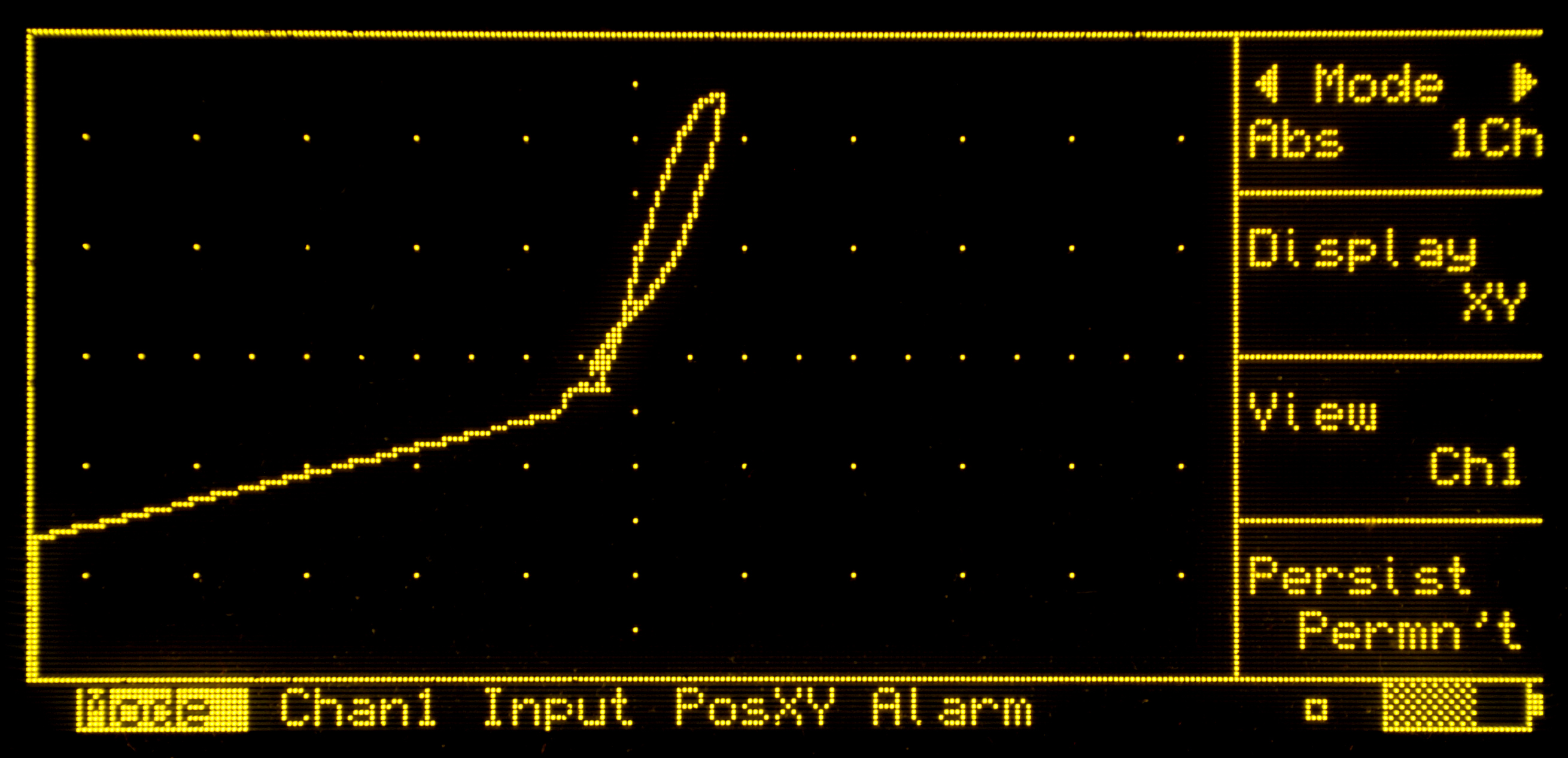 Example of Eddy current signal taken from Phasec 2200 system which indicates defective weld 