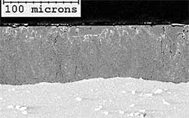 Back-scattered electron image of a cross-section of the Keronite PEO coating on AA2219 alloy 