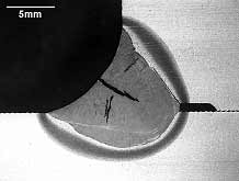 Fig.1. Typical location of centreline and flare solidification cracks