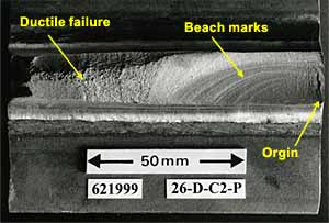 Fig.2. Typical fatigue crack fracture surface