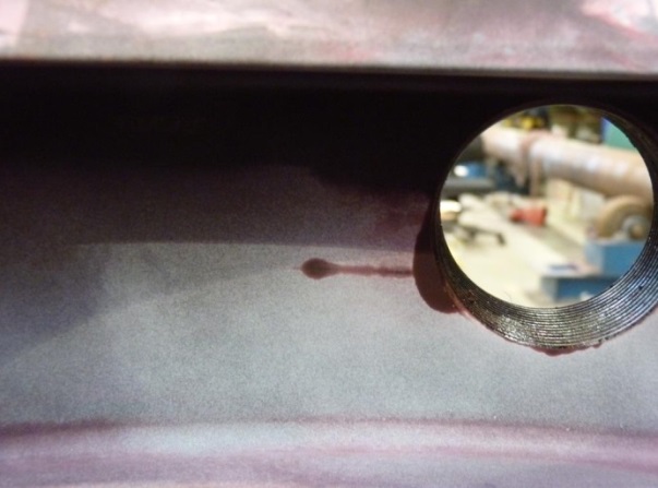 Fatigue crack detected with dye penetrant inspection after the fatigue test