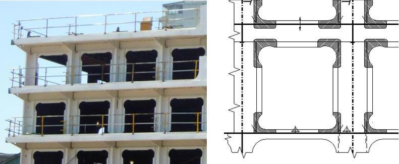 Figure 1*. Balcony corner openings at a cruise ship superstructure (general view and details of reinforcement)