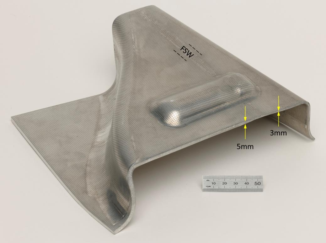 Fig. 2: Small-scale automotive-based prototype, produced by forming a friction stir tailor welded blank.