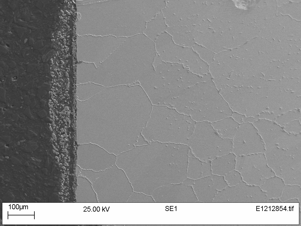 Adherence of oxide to coupon surface and sub-surface carburisation of Haynes� Alloy 214.