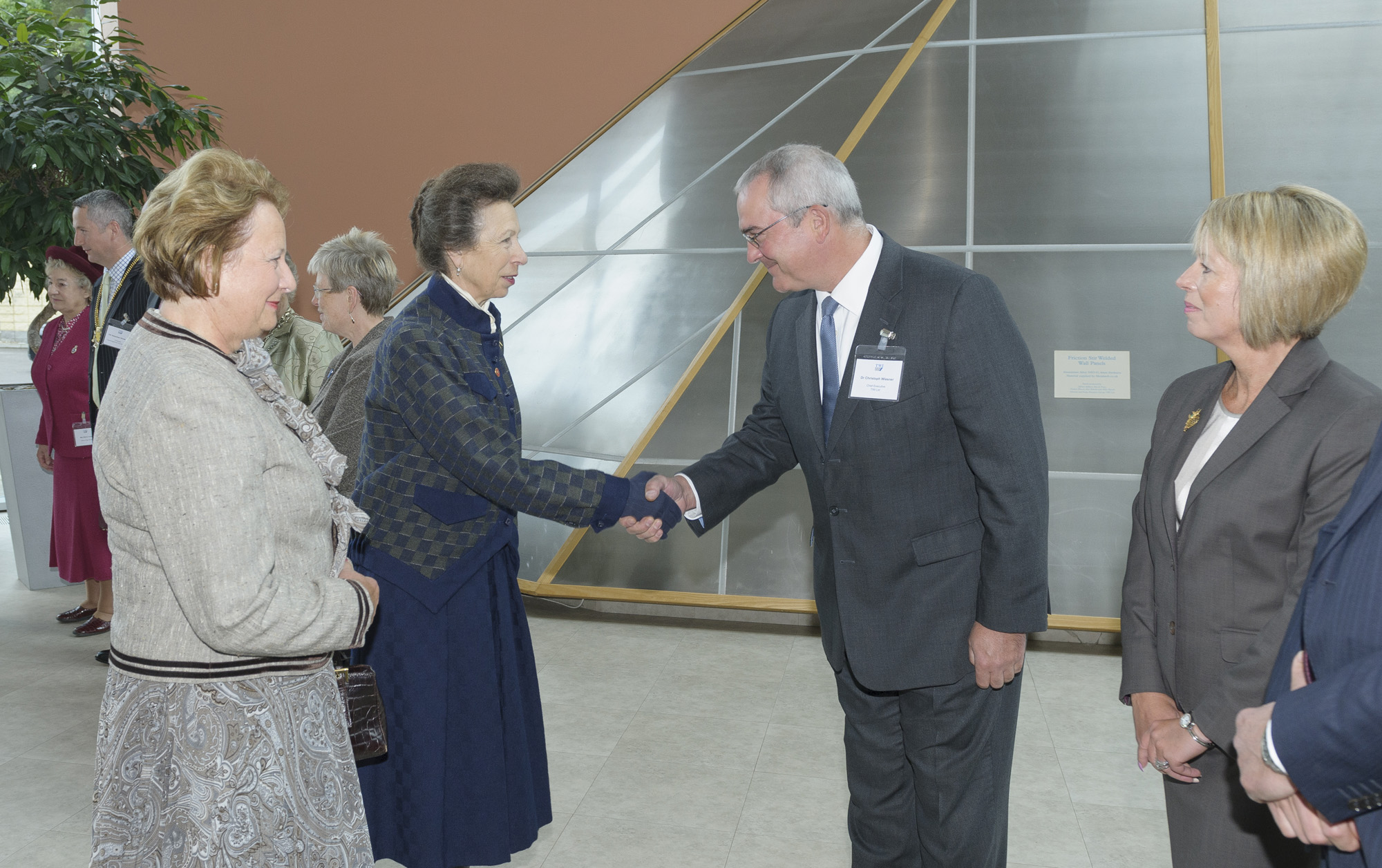 Her Royal Highness The Princess Royal is welcomed to TWI by Chief Executive Dr Christoph Wiesner