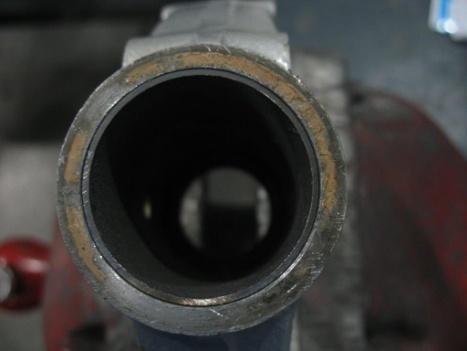Trial fit of sleeve pressed into bore prior to machining of cracked area