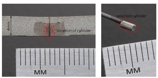 Figure 2. Cylindrical sample for X-ray microscope tomography