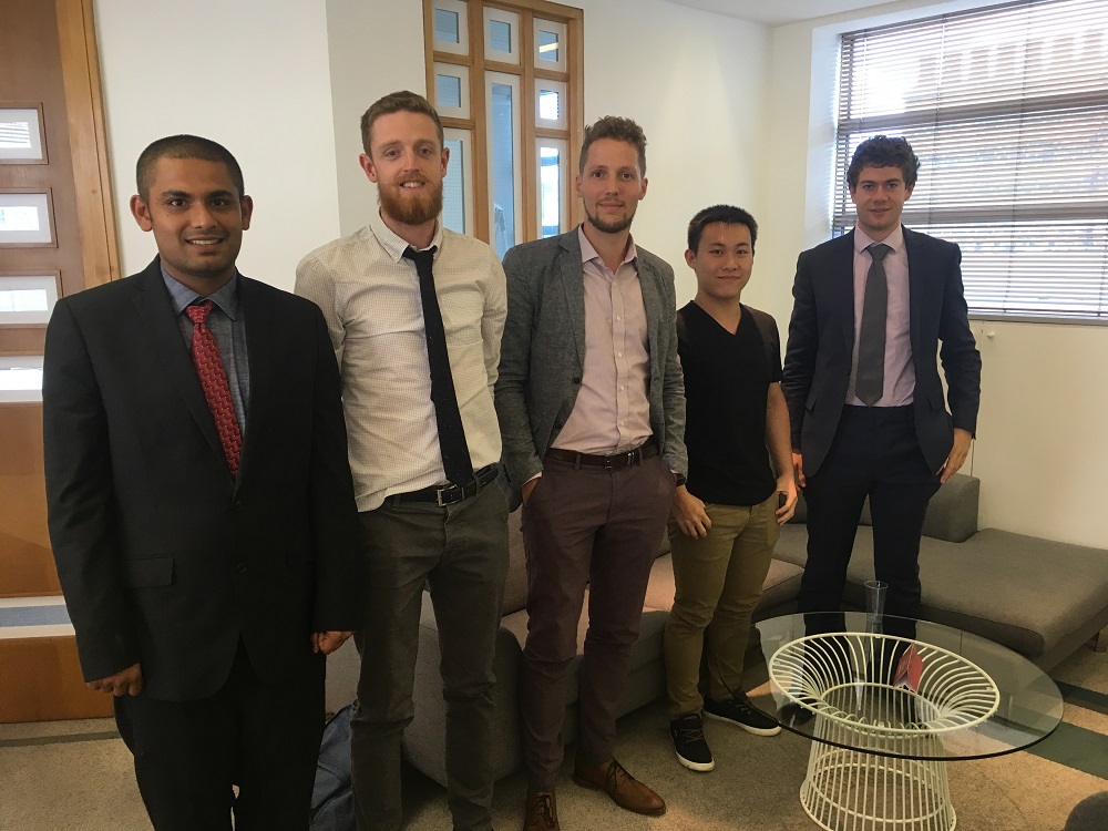 From left to right: Diptak Bhattacharya (Colorado School of Mines), Michael Walker (University of Leicester), Frank Niessen (Technical University of Denmark), Boning Ding (University of Cambridge) and Thomas Edwards (University of Cambridge)