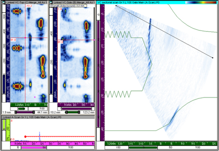 Figure 2. Data plot of a crack found at the end of a bolt hole in the aluminium blade root