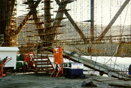 A new lease of life for a semi-submersible - on-site work at Simonstown naval dockyard in South Africa