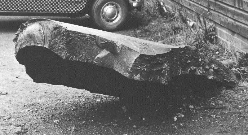 Part of the pressure vessel failure from 1965 which landed in the car park of the Wolverhampton fabricators