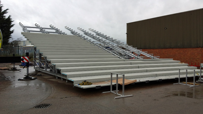 One of the sections of decking to be installed in the Olympic Stadium