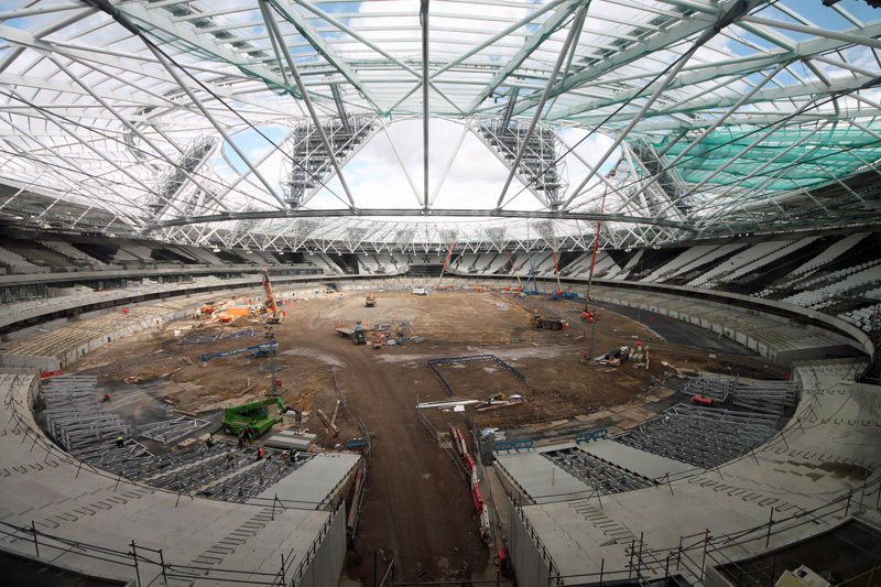 The decks being installed as part of the Olympic Stadium transformation project