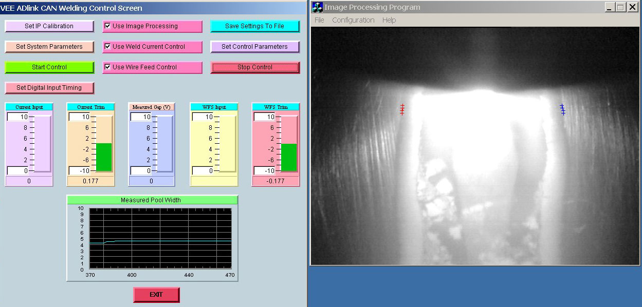 Fig 3. Screen display of a system for controlling bead width in TIG welding