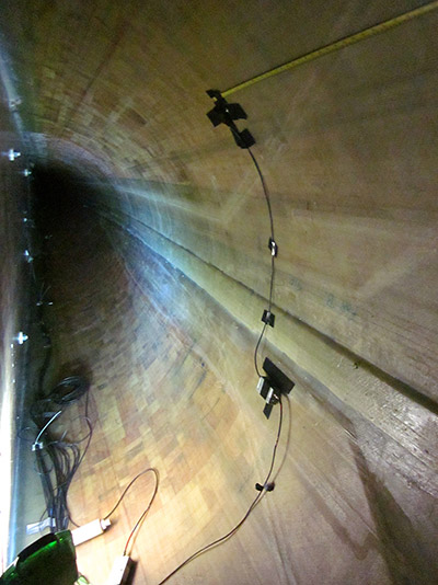 Sensors inside wind turbine blade