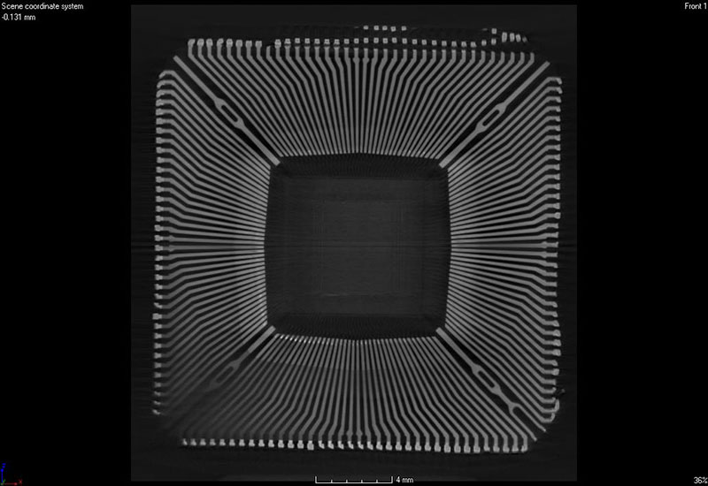 2) 2D CT image slice of electronic component chip