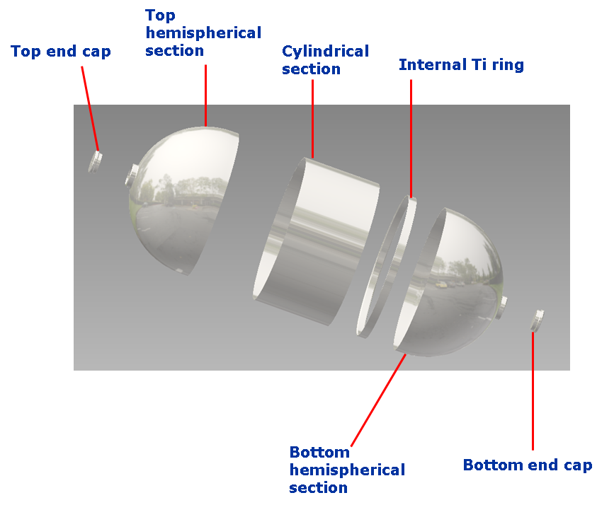 Figure 3 Exploded view of the titanium alloy tank