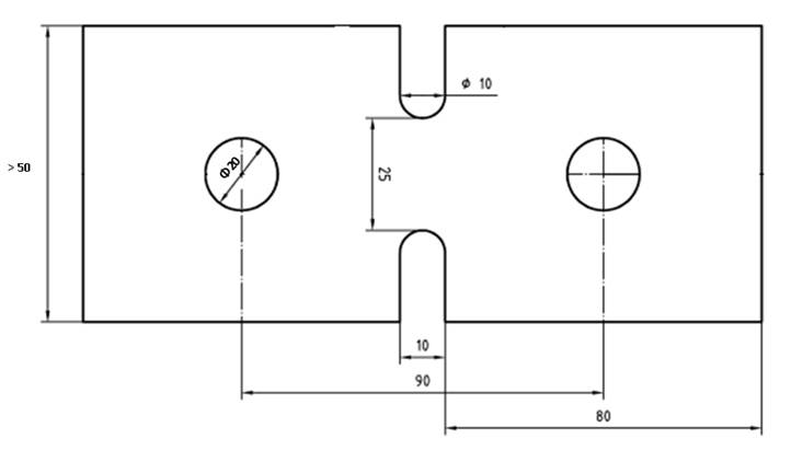 Fig. 6 Typical geometry of waisted tensile test specimen, as defined in EN 12814-7