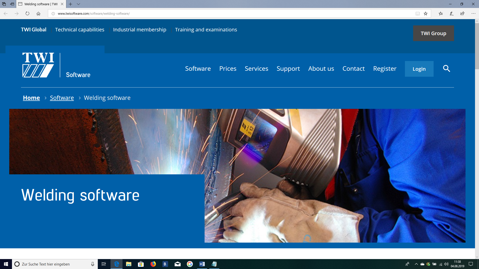 Schweißtechnische Software vom TWI: Programme, Preise, Dienstleistungen, Unterstützung, Über uns, Registrierung und Login.